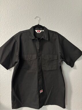 Ben Davis Black Short-Sleeve Button-Down Work Shirt